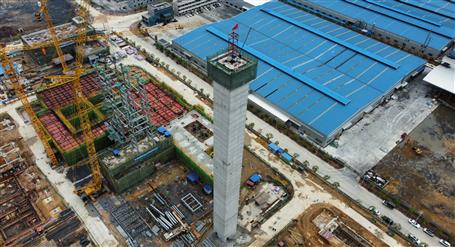 80米高煙囪、提前14天封頂！